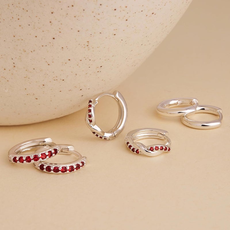 Inerney 14K Gold Plated Huggie Hoop Earrings for Women, Small Sterling Silver Earring Set Hypoallergenic Cartilage Helix Stacks, Mini Dainty Cute Trendy Birthstone Jewelry Gift for Multiple Piercings - Image 5